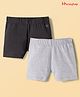 Honeyhap Premium Cotton Knit Solid Cycling Shorts With Bio Finish Pack of 2 - Grey Melange & Black Beauty