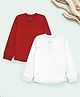 KiddoPanti Cotton Knit Pack of 2 Full Sleeves Solid Henley Neck Tee - Red & Navy