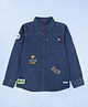 Kiddopanti Denim Woven Full Sleeves Super Cool & Adventure Text Patch Detailed  Shirt - Blue
