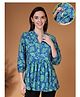 Zelena 100% Rayon Woven Three Fourth Sleeves Floral Printed Maternity Top With Side Seam Nursing Access - Green