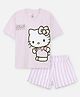 Nap Chief Pure Cotton Knit Hello Kitty Featuring Half Sleeves Character Printed Relaxed Fit Tee & Shorts Set - Light Purple