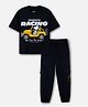 Nap Chief Pure Cotton Knit Peanuts Featuring Half Sleeves Snoopy Printed Oversized Tee & Cargo Joggers Set - Dark Grey