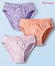 Honeyhap Premium Cotton Elastane Knit Panties With Bio Finish & Floral Print Pack of 3 - Pastel Lilac Festival Bloom & Tropical Peach