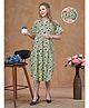 Lovely Mom's Rayon Woven Half Sleeves Abstract Printed Maternity Dress With Side Zipper Nursing Access - Pista Green