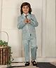 P-MARK Cotton Woven Full Sleeves Sequins Embellished 4 Piece Party Suit With Tie Set - Green