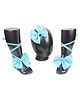 Tipy Tipy Tap Pearl Embellished Bow Applique Detailed Footless Shoes With Headband - Blue