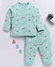Clt.s Cotton Knit Full Sleeves Dinosaurs Printed Coordinating Night Suit Set - Green