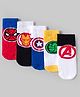 Pine Kids Marvel Knit Ankle Length Antibacterial Socks with Avengers Graphic Pack of 5 - White Yellow & B Lue