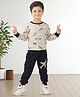 BABY CLOSET Cotton Knit Full Sleeves New York Text Printed Light Winter Sweatshirt & Joggers - Grey & Blue