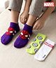 Pine Kids Marvel Knit Ankle Length Anti-Bacterial Socks with Avengers Graphic Pack of 3 - White & Purple