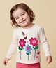 Babyoye 100% Cotton Knit Full Sleeves T-Shirt With Floral Print -White