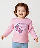 Babyoye 100% Cotton Knit Full Sleeves T-Shirt with Floral Print - Light Pink