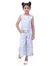 Barbie by Tiny Girl Cotton Woven Sleeveless Typography Printed Top With Culotte Pants Set - Blue