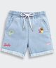 Barbie by Tiny Girl Denim Woven Characters Printed Shorts - Light Blue