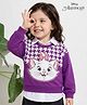 Babyhug Disney Terry Knit Full Sleeves Drop Shoulder Sweatshirt with Attached Inner Shirt & Marie Graphics - Purple