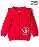 Babyhug Disney Terry Knit Full Sleeves Sweatshirt With Minnie Mouse Badge Detailing and Frill Detailing - Red
