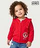 Babyhug Disney Terry Knit Full Sleeves Sweatshirt With Minnie Mouse Badge Detailing and Frill Detailing - Red