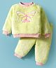 Wingsfield Full Sleeves Sequins Embellished Butterfly Embroidered Winter Sweatshirt & Jogger Set - Lime