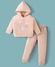 Wingsfield Full Sleeves Sequins Embellished Heart Designed Light Winter Hooded Sweatshirt & Joggers Set - Beige