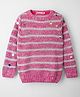 Wingsfield Full Sleeves Striped Sequins Embellished Sweater - Dark Pink