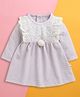 BUMZEE Cotton Knit Full Sleeves Frock with Floral Lace Detailing - Lavender