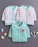 BUMZEE Cotton Knit Full Sleeves Jhablas With Stripes & Text Print Pack Of 3 - Mint & White