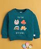 BUMZEE Cotton Knit Full Sleeves Animal Printed Pullover Sweatshirt - Teal Blue