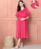 Secret Wish Velour Knit Three Fourth Sleeves Solid Side Zipper Access Maternity Dress - Pink