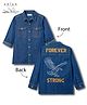 Arias Cotton Woven Full Sleeves Denim Shirt With Back Embroidery - Blue