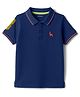 Pine Kids Cotton Knit Half Sleeves Polo T-Shirt & Text Embriodery - Navy Blue