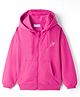 Kookie Kids Looper Knit Full Sleeves Hooded Sweatjacket With Joy Print & Kangaroo Pockets - Fuchsia
