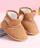 Babyoye Velcro Closure Solid Booties - Brown