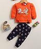 Annie Kids Cotton Knit Disney Chip N Dale Featuring Full Sleeves Characters Printed Winter Sweatshirt & Pant Set - Orange