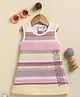 Annie Kids Sinker Knit Sleeveless Striped & Sunshine Text Printed Dress - Pink