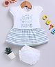 Annie Kids Cotton Knit Cap Sleeves Its Time To Be A Fairy Text Printed Dress With Bloomer - Blue