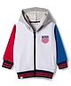 Ruff Fleece Knit Full Sleeves Hooded Sweatjacket With Crew Patch - White