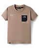 Ruff Rayon Slub Lycra Knit Half Sleeves T-Shirt with Text Print - Beige
