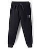 Ruff Knit Full Length Solid Colour Lounge Pant With Text Badge - Black