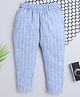 BAATCHEET Cotton Woven Full Length Striped Panda Back Printed Pant -Blue