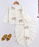 BAATCHEET Cotton Woven Full Sleeves Elephant Hand Embroidered Angrakha Kurta And Dhoti - Off White