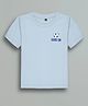 URBANRAC Cotton Knit Half Sleeves Game On Text & Football Printed Tee - Sky Blue