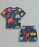 URBANRAC Cotton Woven Half Sleeves Dinosaur Printed Coordinating Tee & Short Set - Multi Colour
