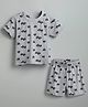 URBANRAC Cotton Woven Half Sleeves Bear Printed Coordinating Tee & Short Set - Multi Colour