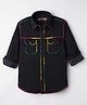 Junior Killer Full Sleeves Line Printed Slim Fit Shirt - Black