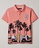 Junior Killer Half Sleeves Beach Theme Printed Polo Tee - Peach