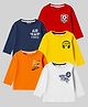 KUCHIPOO Cotton Blend Knit  Pack Of 5 Full Sleeves Typography & Sports Theme Printed Tees - Red Yellow Orange White & Navy Blue