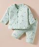 Zero Sinker Knit Full Sleeves Co-ord Night Suit With Dino Print - Mint