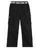 CAVIO Cotton Blend Woven Full Length Solid Cargo Pants With Belt Set - Black