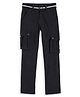 CAVIO Cotton Blend Woven Solid Cargo Pants With Belt - Dark Grey