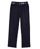 CAVIO Cotton Blend Woven  Solid Trouser With Belt - Navy